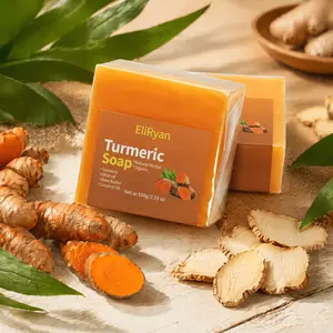 EliRyan Organic Turmeric Soap Bar for Face & Body - Natural Dark Spot Remover & Skin Brightening Cleanser, Infused with Shea Butter & Coconut Oil for Gentle Hydration, Cruelty-Free (2-Pack)