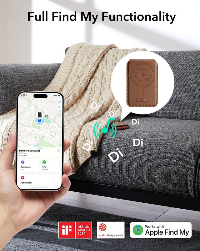 ESR Geo MagSafe Wallet with Find My Functionality 5 Card Holder RFID Blocking Magnetic for iPhone 17/16/15/14/13/12 Series Durable Stand