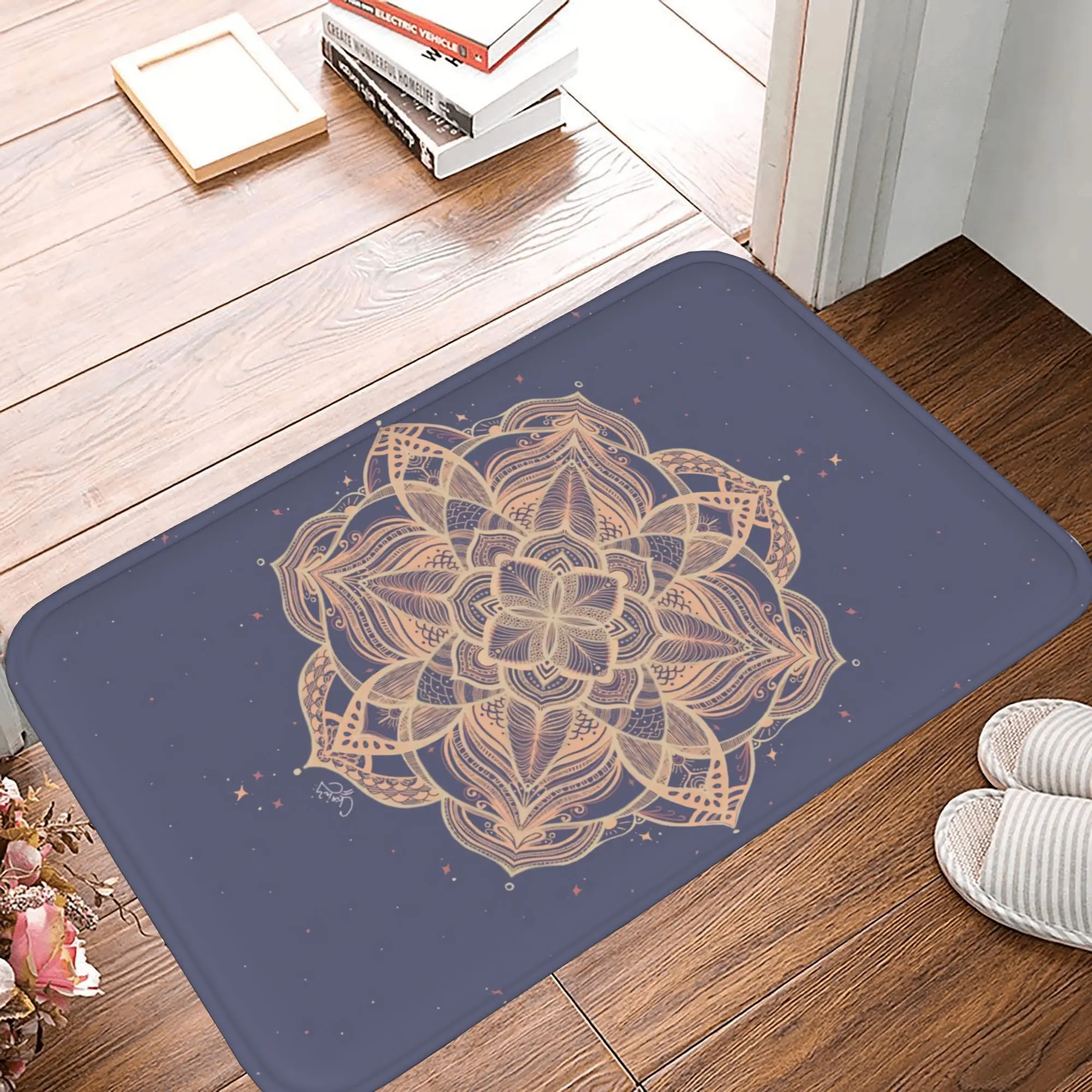 Boho Mandala Doormat   Spiritual & Stylish Non Slip Entryway Rug   Durable, Absorbent & Easy to Clean for Indoor Use