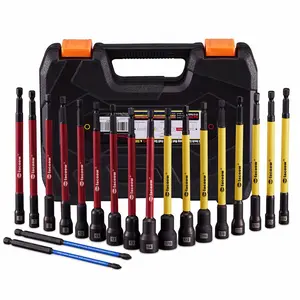 Magnetic Nut Driver Set for Impact Drill, 19 Pcs with Metric & SAE Including PH1 & PH2, 6 Inch Extra Long Nut Driver Set with Storage Case, Durable for Professional and Diy Projects