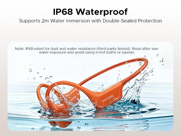 BoneAir Swim IP68 waterproof headphones, Bluetooth + MP3 dual modes, open-ear design, 10H Battery Life Sports Running, hybrid bone and air conduction technology