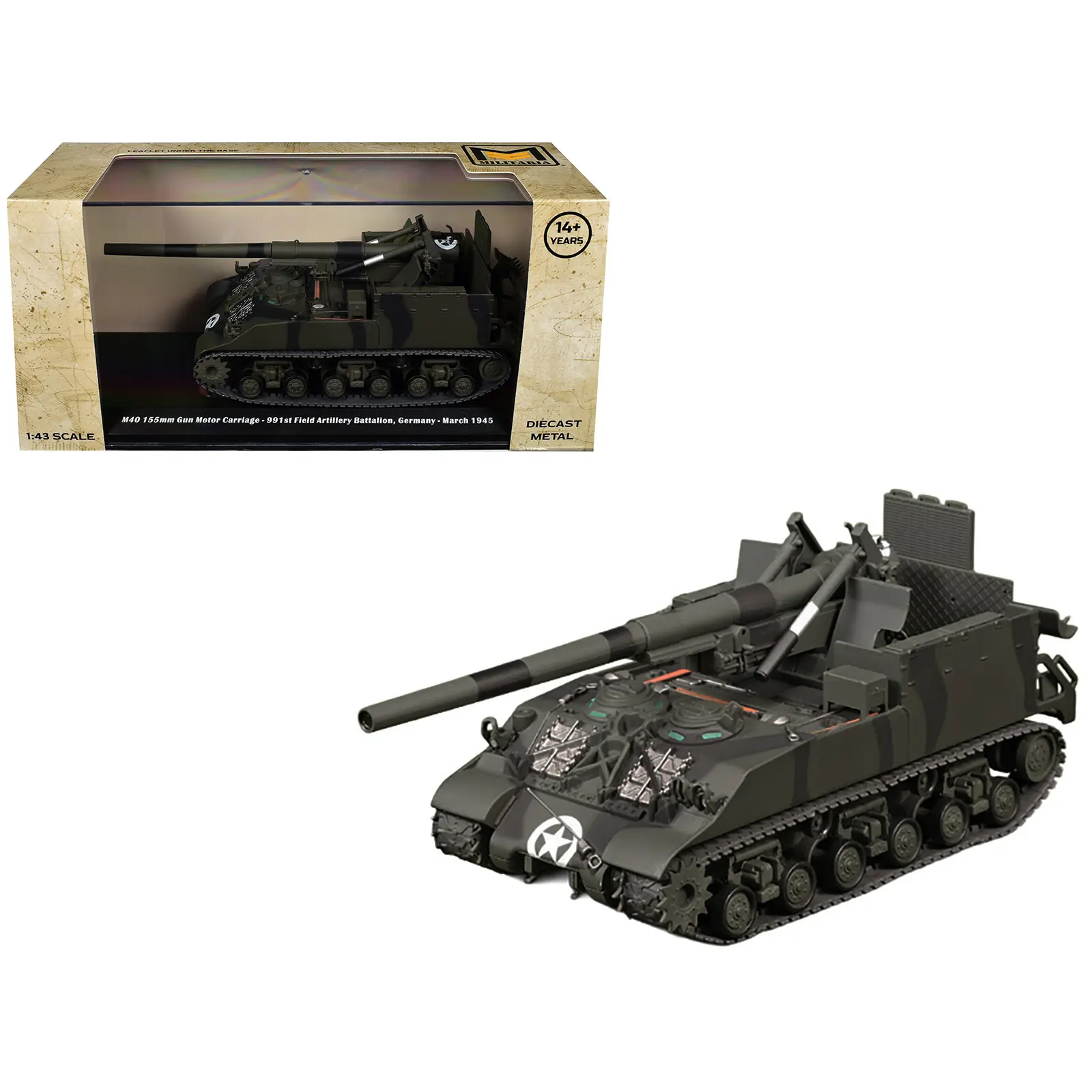 M40 155mm Gun Motor Carriage "991st Field Artillery Battalion, Germany" (1945) US Army 1/43 Diecast Model by Militaria Die Cast