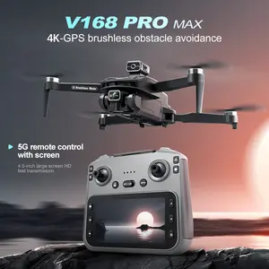 2026-New V168 MAX drone, GPS 4K camera, 4.5inch screen remote controlquadcopter, brushless motor, gesture control, dual lens, foldable design, 7874.4 inch and 787.02 inch hight,GPS return