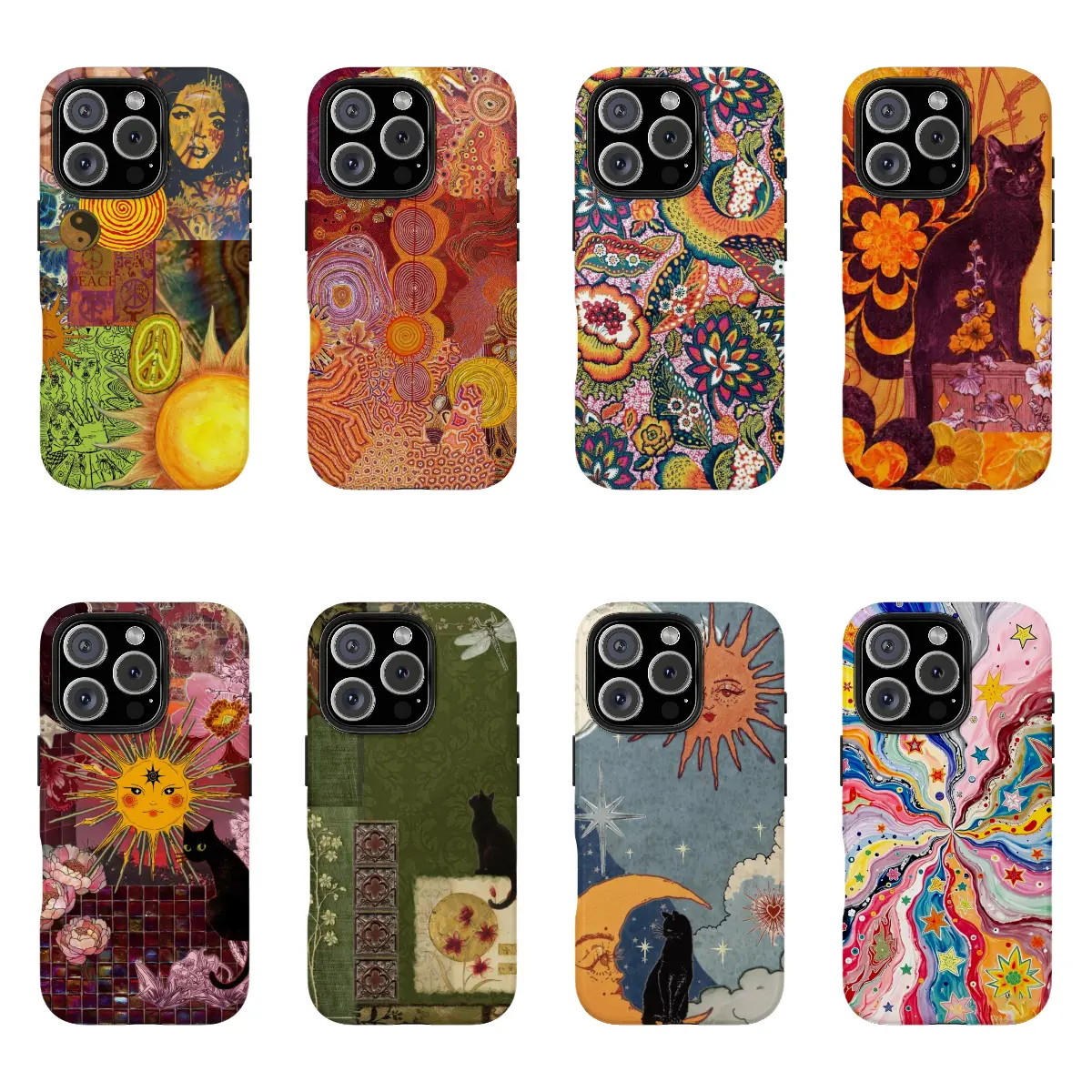 Whimsigoth Boho Maximalist Fluid Art Whimsigoth Phone Case, Colorful Trippy Alien Floral Tough Cover, Compatible for iPhone 17-11 and for Samsung S26-S21, Y2K Abstract Nature Aesthetic Protective Case, Perfect Holiday Gift