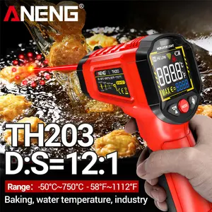 ANENG TH203 Digital Infrared Thermometer, 12:1 D:S Ratio Non-Contact Temp Gun with Adjustable Emissivity, Max Value Display, Ideal for Kitchen, BBQ, HVAC & Automotive Maintenance