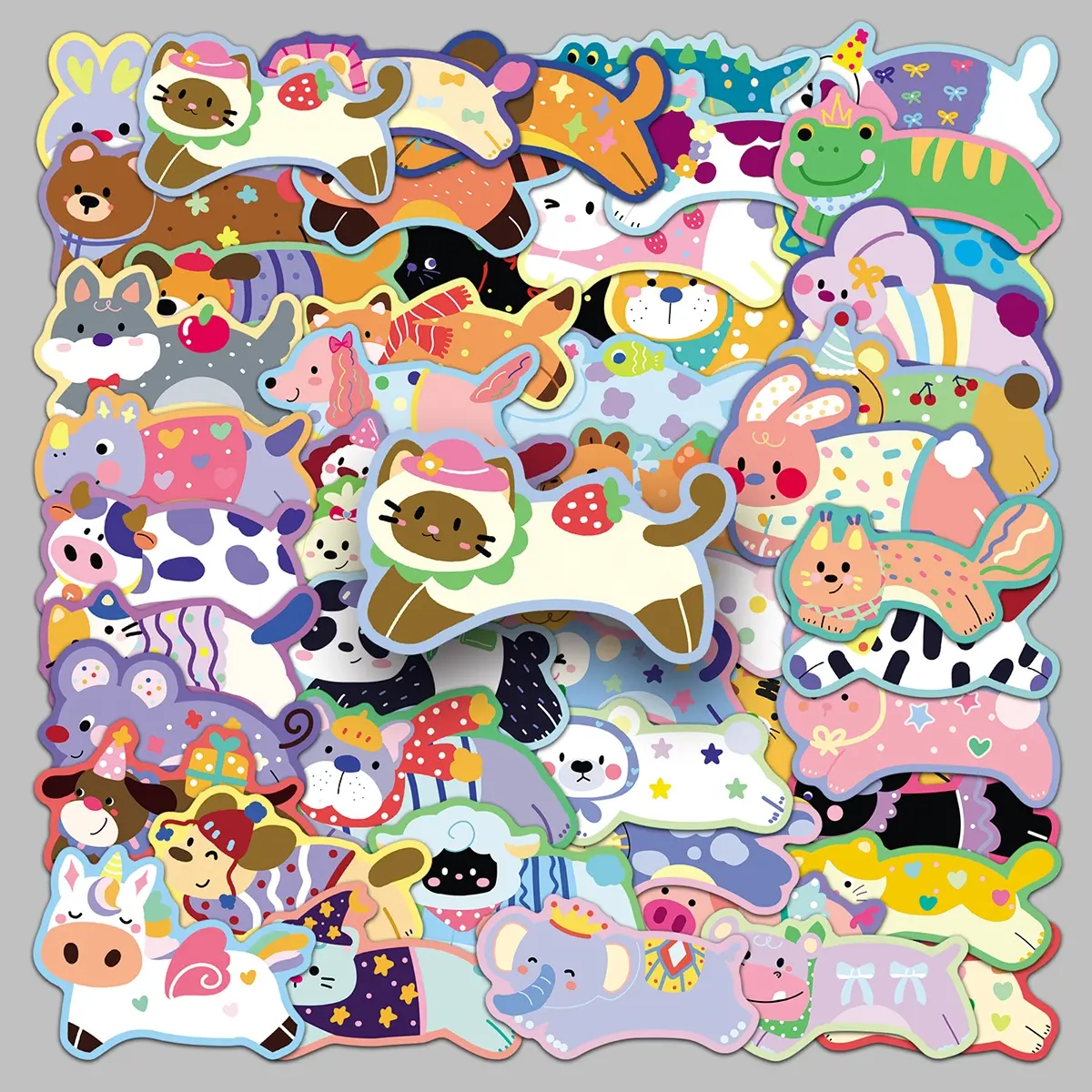 50pcs original running animals cute creative cartoon stickers suitcase phone-phone personality decorative stickers