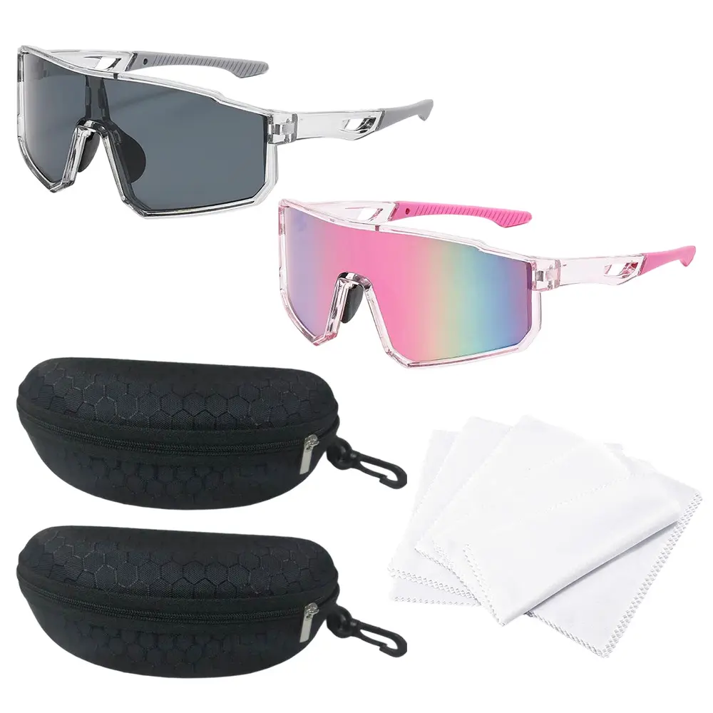 2 Pack Cycling Sunglasses for Men Women, UV400 Safety Glasses Sports Sunglasses, with Glasses Box