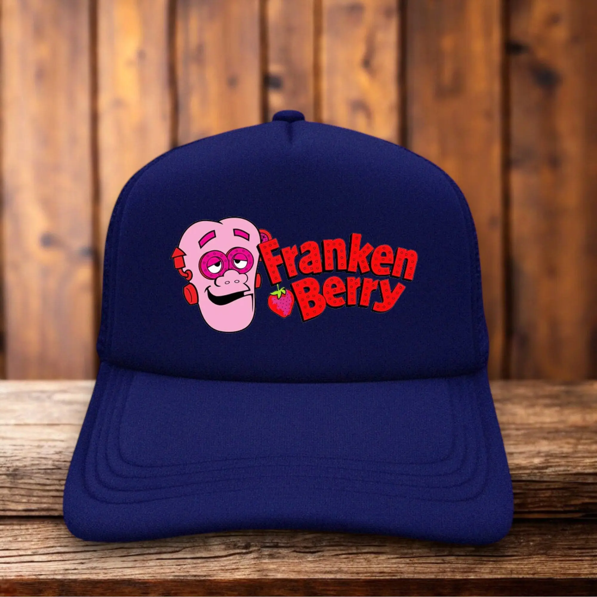 Retro Pink Monster Cereal Trucker Hat Ghost Berry Graphic Cap