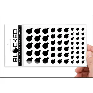 Blocked  Vinyl Webcam Cover Stickers | Restickable & Stackable  Covers | for  Camera-endable Devices | 3-Sizes | 57 Black Tabbed (Ultra Glossy)
