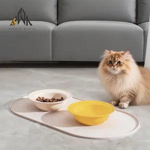 Silicone Dining Mat Oval Anti-Slip Insulation Mat for Pet Cat Dog Easy Clean Restaurant Use Durable Silicone Material