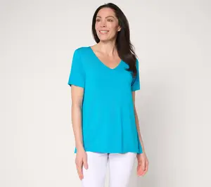 Susan Graver Essentials Petite Rayon Allure Knit High Low Top