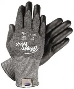 MCR Safety N9676GXL Cut Resistant Work Gloves, XL Size (10 Count), ANSI Cut Level 3, Dyneema/Lycra Construction, Nitrile-Coated Palm & Fingers, Knit Wrist, Gray/Black