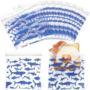 100 count Sandwich Bags Resealable  Storage Seal Freezer Bags 6.5 x 6.5 Inches Writable Surface Snack Sandwich Bag for Snack Fruit Lunch ()