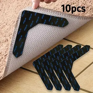10pcs Anti-Curl Rug Gripper Tape, Reusable Washable Non-Slip Carpet Pad, Secure Rug Corners for Hardwood & Tile Surfaces