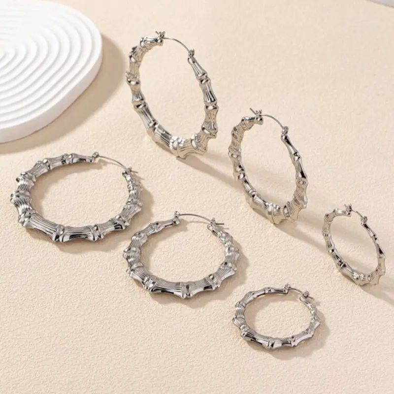 Elegant Boho Bamboo Earrings 3 Sets 6 pcs Perfect for Party and Daily Wear Fashion Accessory