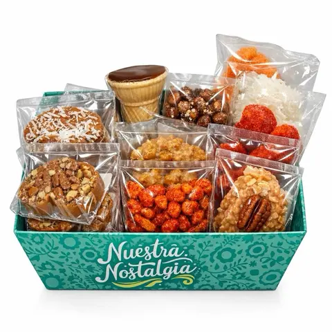 Nuestra Nostalgia 24pcs Assortment Basket with Freshly Made Candies Made with The Real Mexican Inspiration