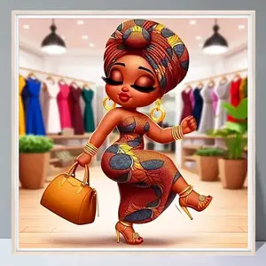 Shopping Teenager Pattern DIY Diamond Arts Colorful Painting Kit without Frame, 5D Diamond Decor Painting by Numbers Kit, DIY Wall Art Decor