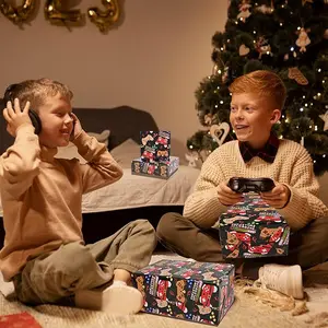 Wrapping Paper Roll for Boys Kids Funny Video Game & Christmas Uploading Words Design Xmas Gift Wrap for Holiday Winter Party Celebration 28.5sq.ft