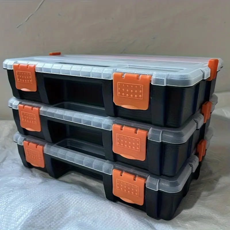 Tool Box with Transparent Lid, Small Parts Organizer, Durable Plastic Box, 21-Compartments Organizer Box with Removable Dividers for Hardware, Screws, Bolts, Nails, Beads, Jewelry And Fishing Accessories, 3pcs