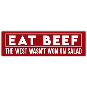 Eat Beef The West Wasn’t Won on Salad Sticker – Funny Bumper Decal for Meat Lovers, BBQ Enthusiasts, USA Flag Sticker for Cars, Trucks Z0R