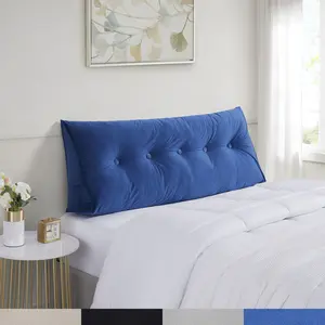 Triangle Headboard Wedge Bed Velvet Cushion with Side Pockets and Removable Washable Cover