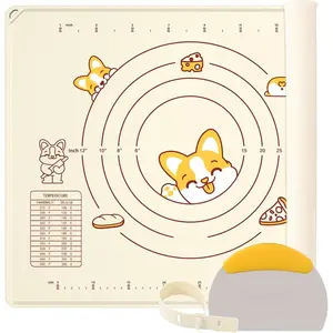 Baking Mat Sheet and Pastry Dough , 0.5 Inch Thick 20'' X 16"   Rolling Mat, Non-Stick and Anti-Slip, Dishwasher Safe (Beige)