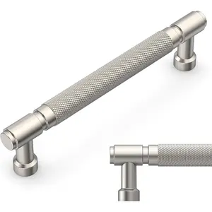 10 Pack Brushed Nickel knurled Cabinet Pulls 5 Inch(128mm) Hole Center Drawer Pulls Cabinet Cabinet Handles for ZH0072