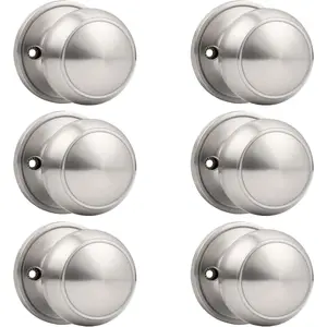 Door Knob Brushed Nickel Finish Interior Door Knobs 6 Pack, Colonial Ball Inactive Door Knob Hardware, One Side Door Knob for Closet