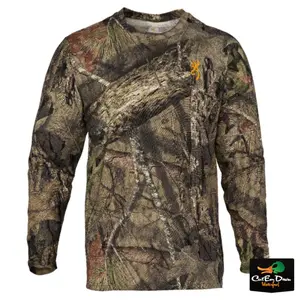 Browning Wasatch CB Camo Long Sleeve Shirt. Earth Brown, Green, Brown Branches. Deep Woods Camouflage Pattern, Hunting, Outdoors.