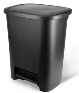 20.4 Gallon Step-On Trash Can, Plastic Extra Large Kitchen Trash Can, Black