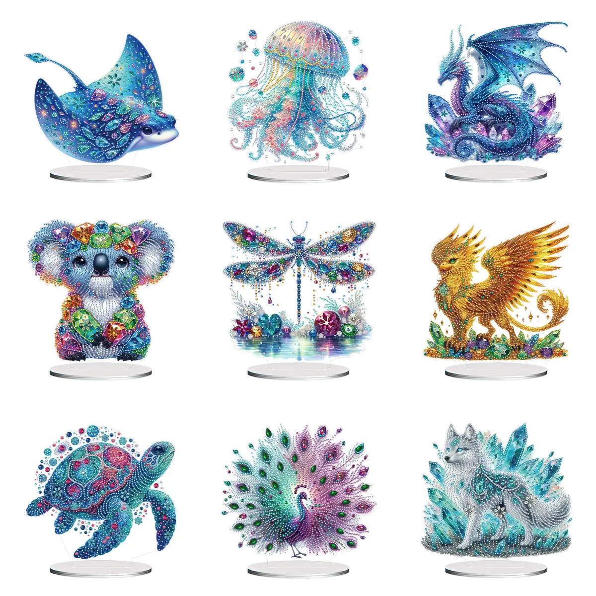 DIY Diamond Art Kit, Special-Shaped Animal Acrylic Decorations with PVC Base for Home, Office (Toys & Hobbies, DIY Needlework)