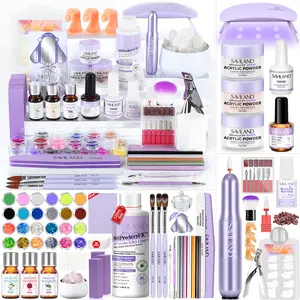 SAVILAND Professional Acrylic Nail Kit with Drill: Nail Kit Acrylic Set with 4OZ High Volumn EMA Monomer Nail Table Mat Essential Oil Nail Brush Nail Drill Kit Nail Extension Carving Women DIY Salon Nail Art Nail Care