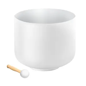 VEVOR Crystal Singing Bowl, 8-inch F Note Heart Chakra Singing Bowl, Frosted Quartz Singing Bowl with Rubber Mallet and O-Ring, Perfect for Meditation, Yoga, Sound Baths, Sound Healing