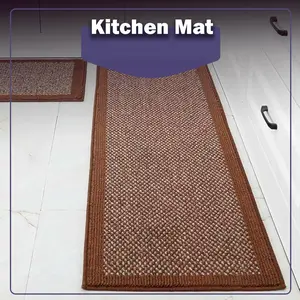 HAMMELI Kitchen Rug Mats 100% Polypropylene Soft Anti-Slip Machine Washable 18x59 Brown Textured Comfortable Safety