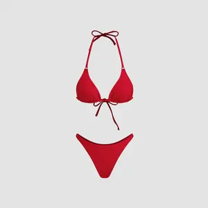 Cider Halter Neckline Triangle Bikini Set