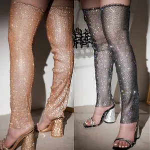 Gold or Black Diamante Heels With Leg Sleeves