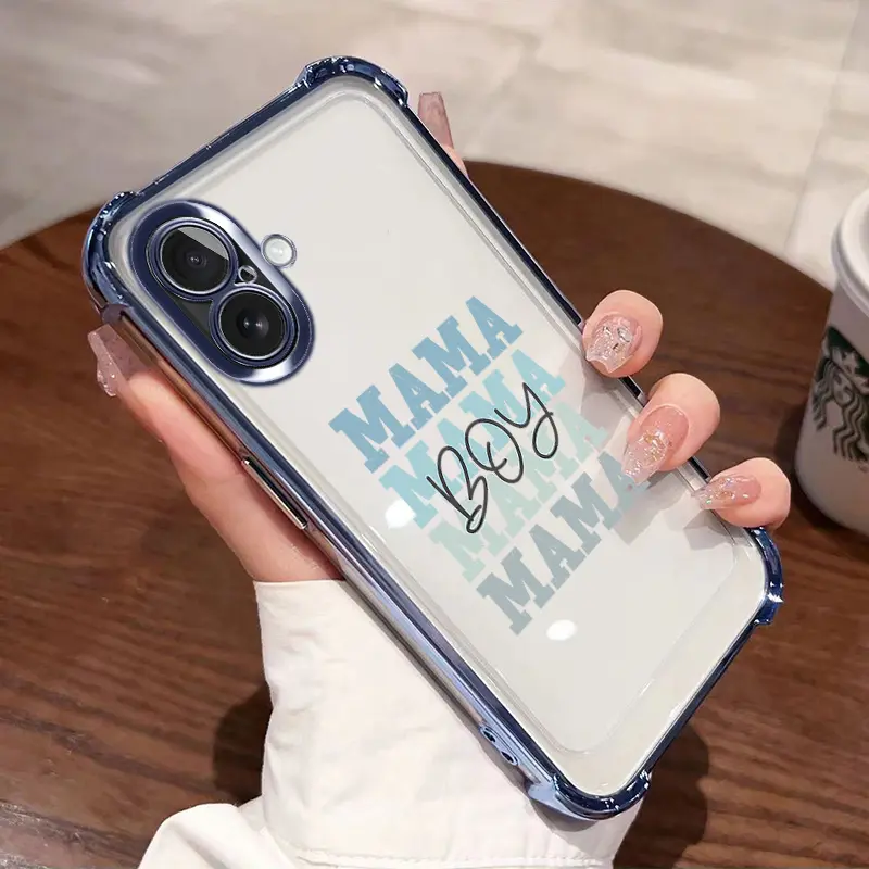 BOY MAMA Airbag Bumper Shockproof Smartphone Casing - Handheld Cellphone Devices Cover for iPhone 16,15,14,13,12,11 Pro,Pro Plus,Max