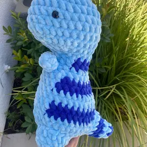 Crochet Plushie Dinosaur - Blue and Gray Soft Toy for Kids