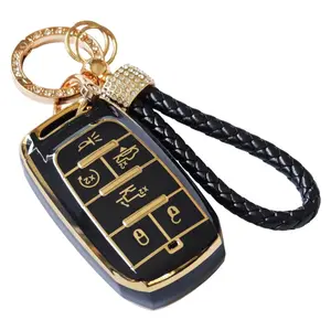 Dodge Car Key Cover for RAM 1500/2500/3500 (2019-), 4-6 Button Design, Tpu Keychain Case with Lanyard, Anti-Loss Shockproof Protector