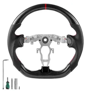 VEVOR Steering Wheel for 2008 - 2020 Nissan 370Z, Carbon Fiber Steering Wheel D - Shaped Flat - Bottom, Leather Grip with Non - Slip Texture Precise Stitching, Accessories Replacement for Nissan 370Z, BlackVEVOR Super Brand Day
