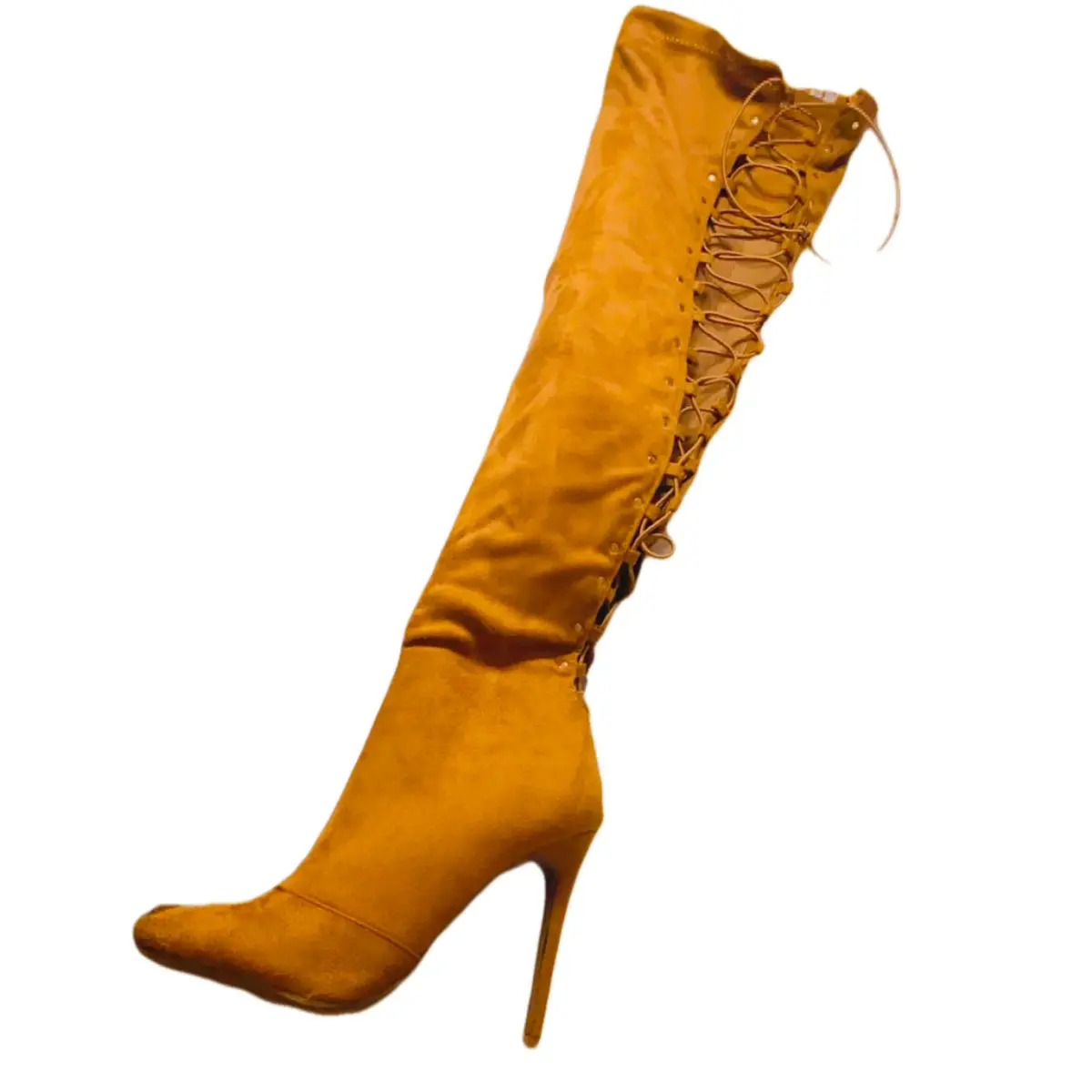 Ariana tan, thigh high closed toe heel, tan