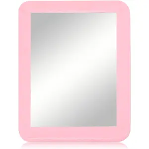 Magnetic Locker Mirror, 5x7 Real Glass Small Mirrors for Locker with Magnetic Backing, for School Locker, Bathroom, Household Refrigerator, Locker Accessory(Pink)