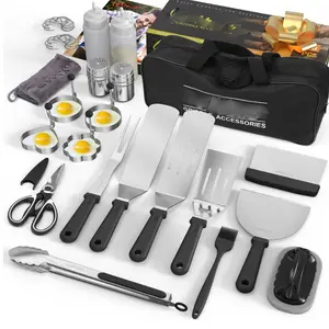 Griddle Accessories Kit 30 PCS BBQ Grill Tools Set for Outdoor Camping Party with Carry Bag & Utensils