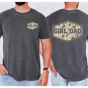 Comfort Colors Camouflage Girl Dad Shirt, Retro Varsity Dad Tee, Duck Camo Father’s Day Gift, Classic Dad Shirt, Dad Life Shirt - AL