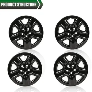 4 Black For Toyota RAV4 2006-2012 17" Wheel Skins Hub Caps Full Rim Skin Covers