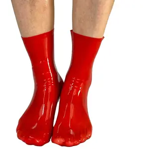Latex Sheer Red Mid-Calf Socks Tubesocks