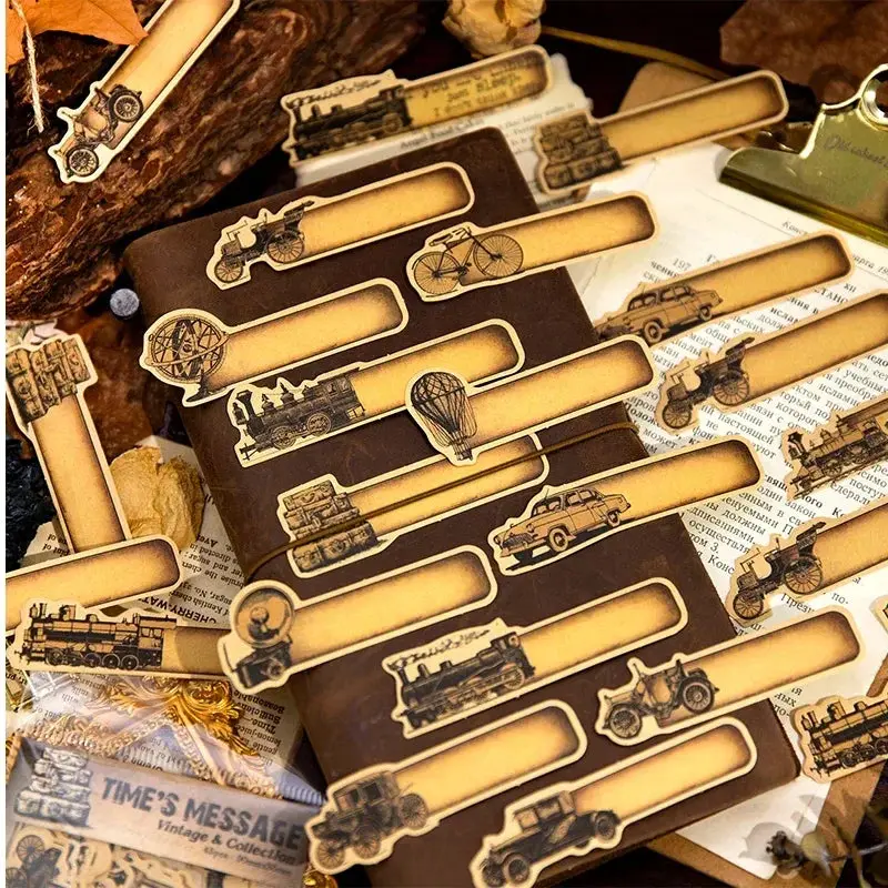 45Pcs decorative Kraft paper vintage label frame ledger Background writing stickers Scrapbook 120*90mm pack Sticker bag
