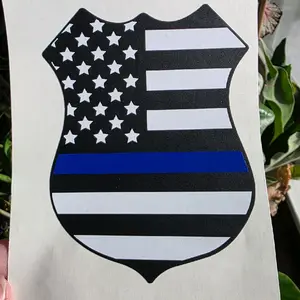 Simple Police Officer Support Car Decal - Thin Blue Line - Weather Resistant Vinyl - 4.25" x 3"