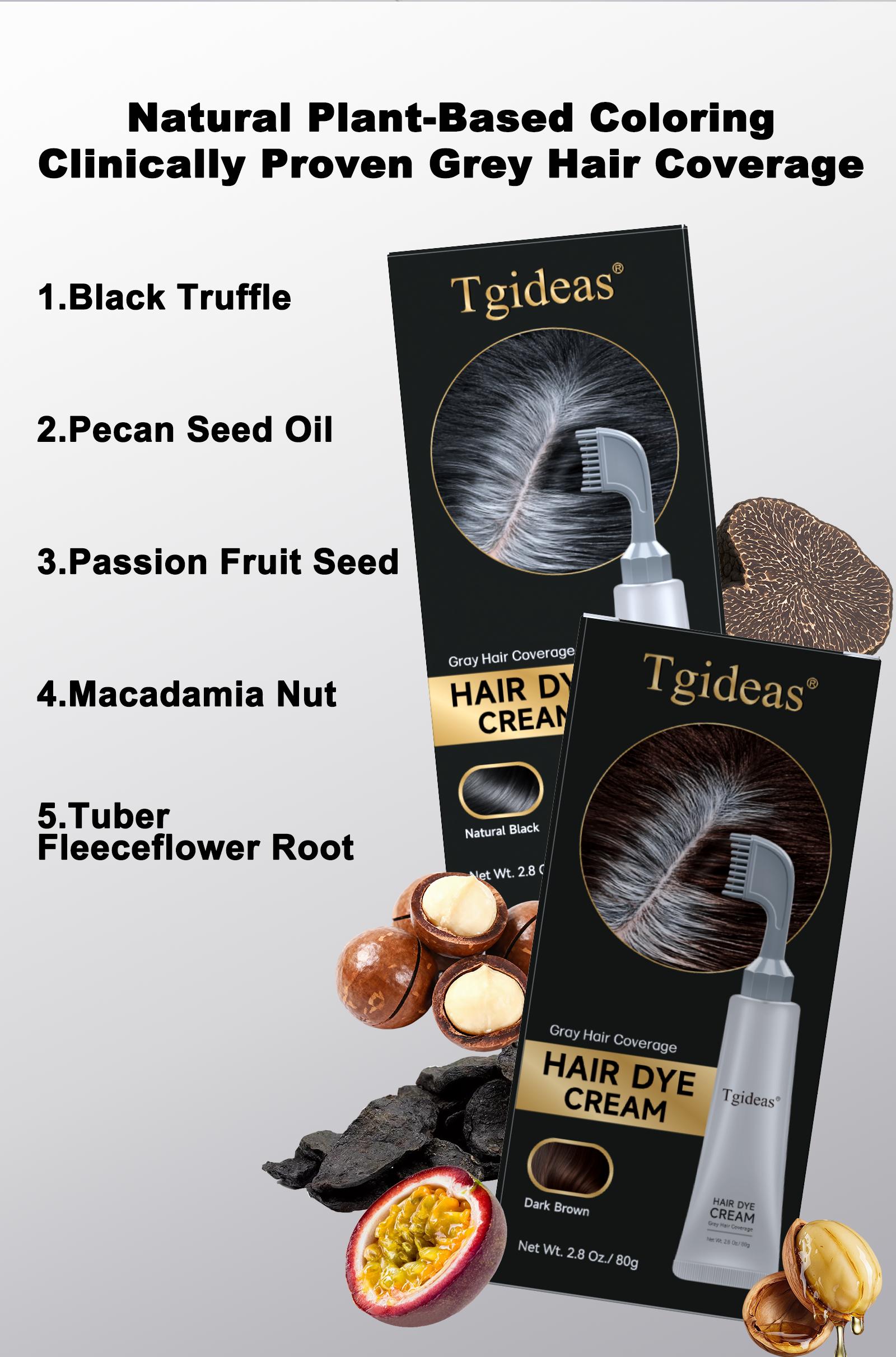 Tgideas Hair Dye Comb / Hair Dye Cream — Portable Home Use, triple treatment, contains hyaluronic acid, 100% coverage of gray hair, available in black and brown, 1 box (includes hair dyeing tools). #SummerWins #DealsForYouDays