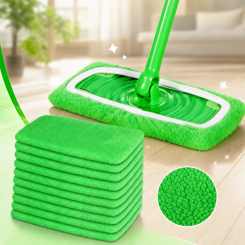 "10×4.5 Inch"&”17×5Inch“ Reusable Microfiber Mop Pads, Washable Replacement Swiffer Mop, 10PCS Durable Replacement Pads for Wet Dry Floor Cleaning